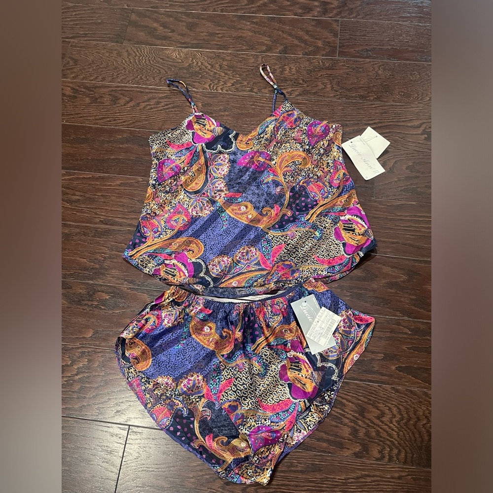 90s Lucie Ann II Two Piece Teddy Size 38/Large USA NEW vintage